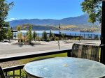 Enjoy meals or drinks on your private patio with amphitheater, Lake Dillon and 10 Mile Range views